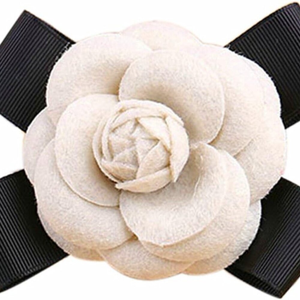 Vintage Wool Camellia Flower Brooch Pin for Women